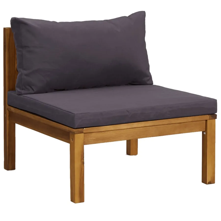 Salon de jardin 7 pcs avec coussin Bois d'acacia solide - 4