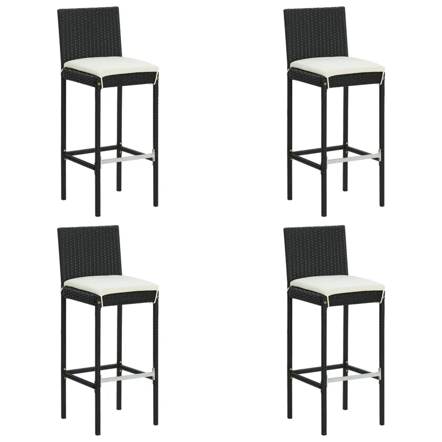 Ensemble de bar de jardin 5 pcs avec coussins noir poly rotin - 4