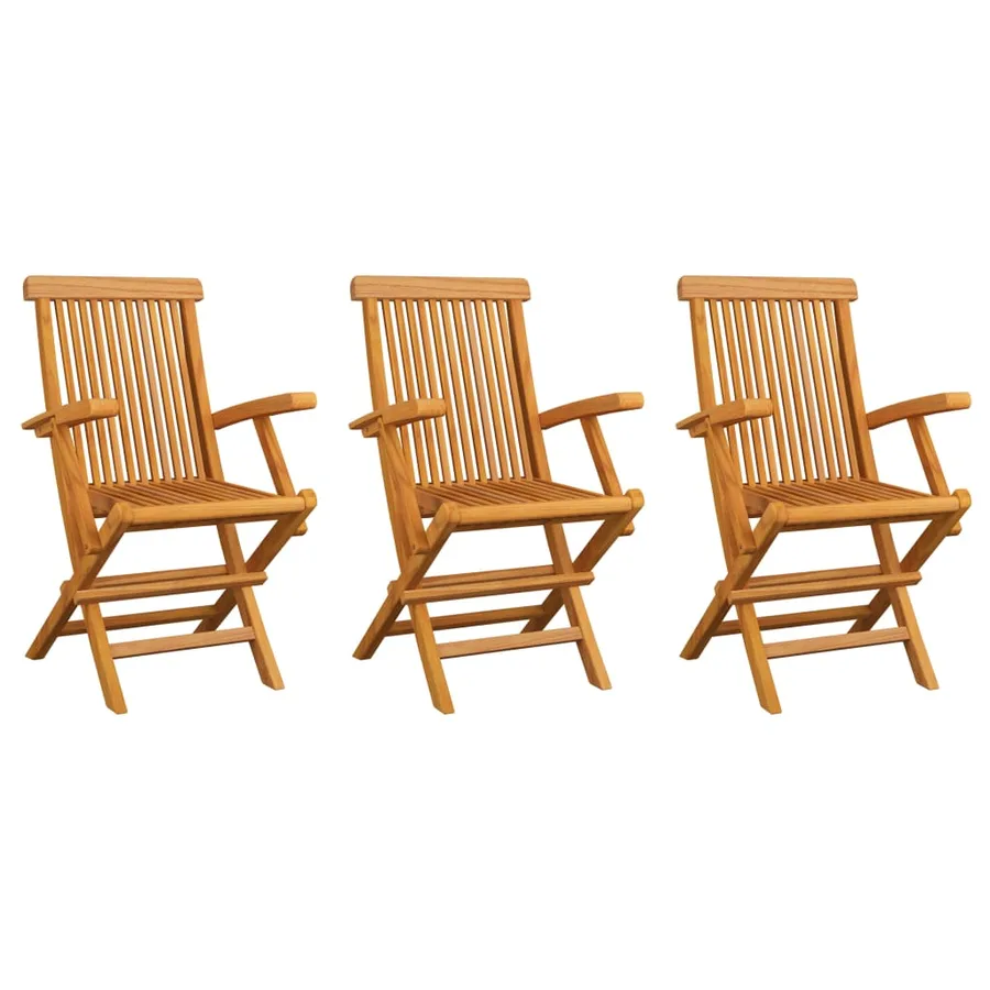 Chaises de jardin avec coussins anthracite lot de 3 Bois teck - 8