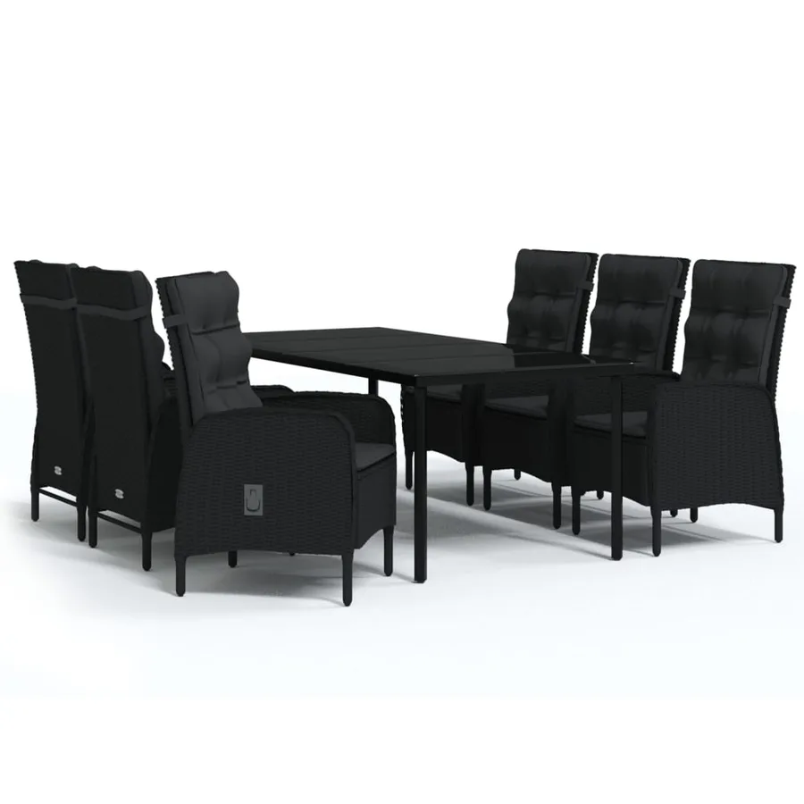 Ensemble à manger de jardin avec coussins 7 pcs Noir - 2