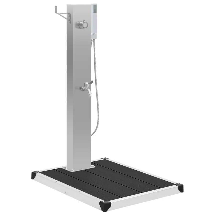 Douche d'extérieur avec receveur de douche WPC Acier inoxydable - 2
