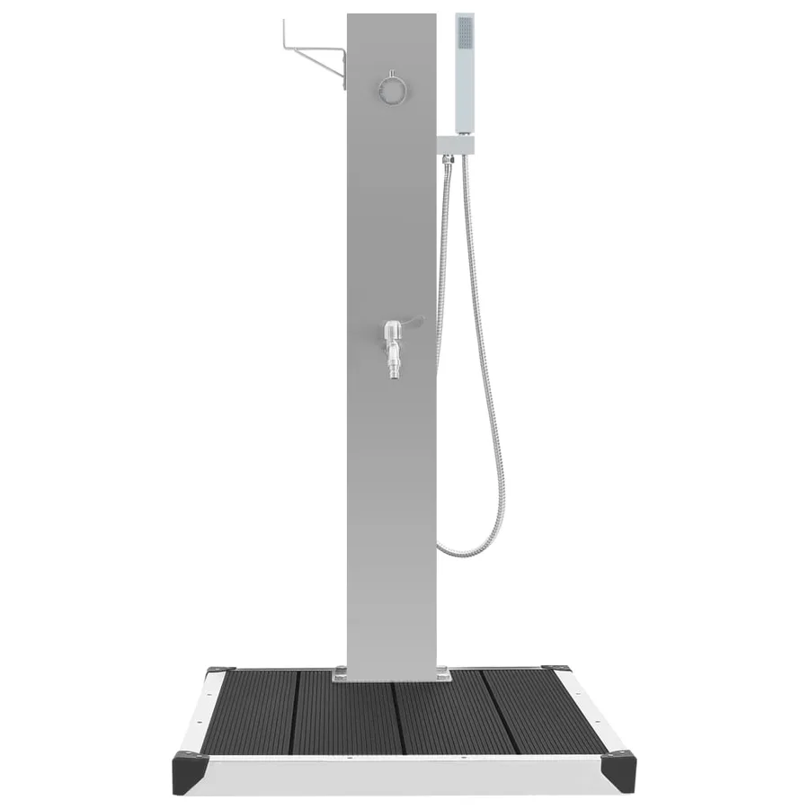 Douche d'extérieur avec receveur de douche WPC Acier inoxydable - 3