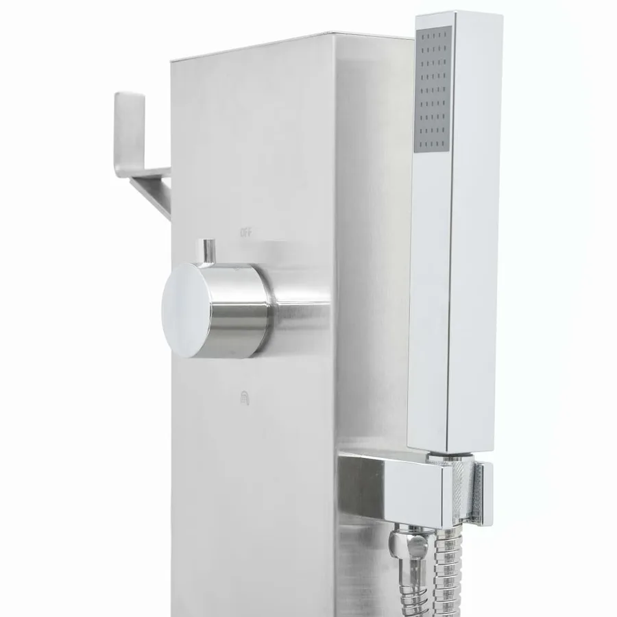 Douche d'extérieur avec receveur de douche WPC Acier inoxydable - 6