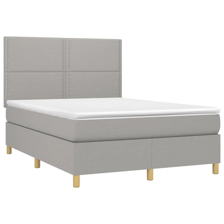 Sommier à lattes de lit et matelas et LED Gris clair 140x190 cm - 3
