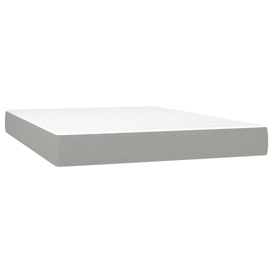 Sommier à lattes de lit et matelas et LED Gris clair 140x190 cm - 6