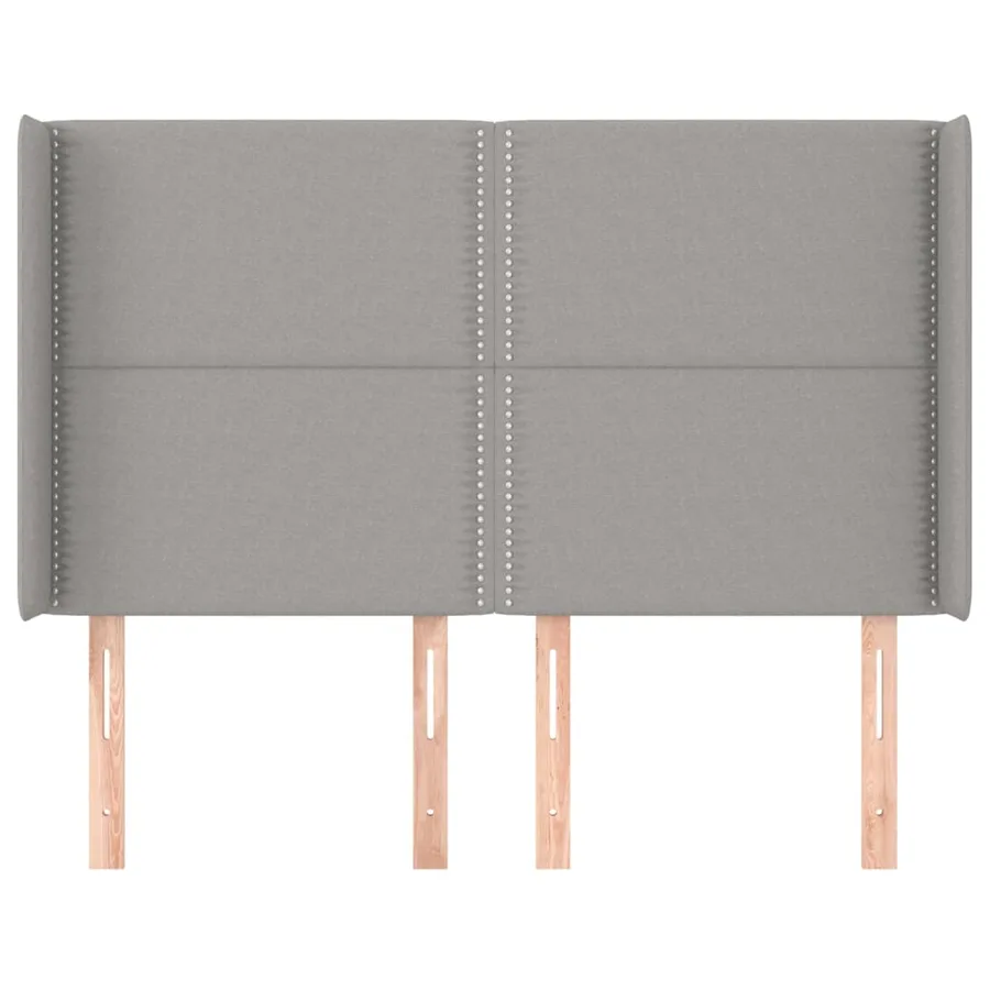 Tête de lit avec oreilles Gris clair 147x16x118/128 cm Tissu - 3
