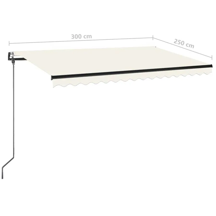 Auvent automatique avec capteur de vent et LED 300x250 cm Crème - 10