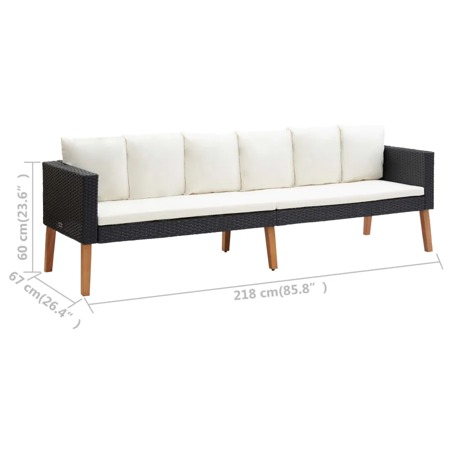 Salon de jardin 5 pcs avec coussins résine tressée noir - 12