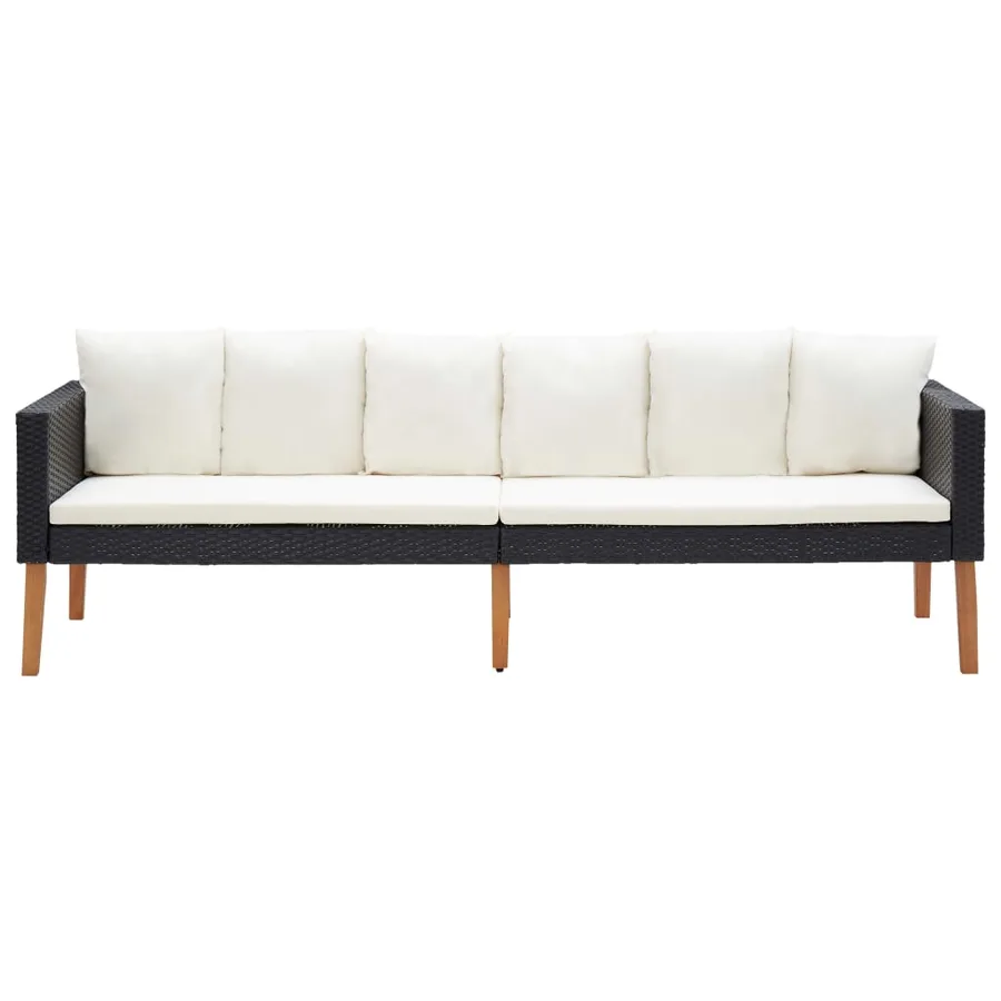 Salon de jardin 5 pcs avec coussins résine tressée noir - 14
