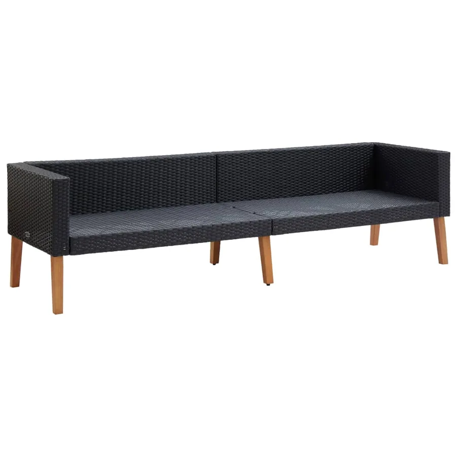 Salon de jardin 5 pcs avec coussins résine tressée noir - 16