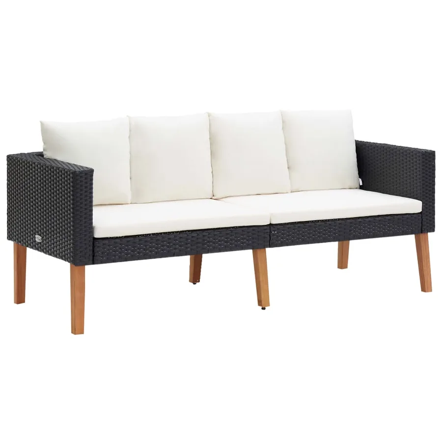 Salon de jardin 5 pcs avec coussins résine tressée noir - 17