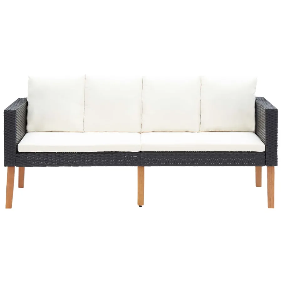Salon de jardin 5 pcs avec coussins résine tressée noir - 18