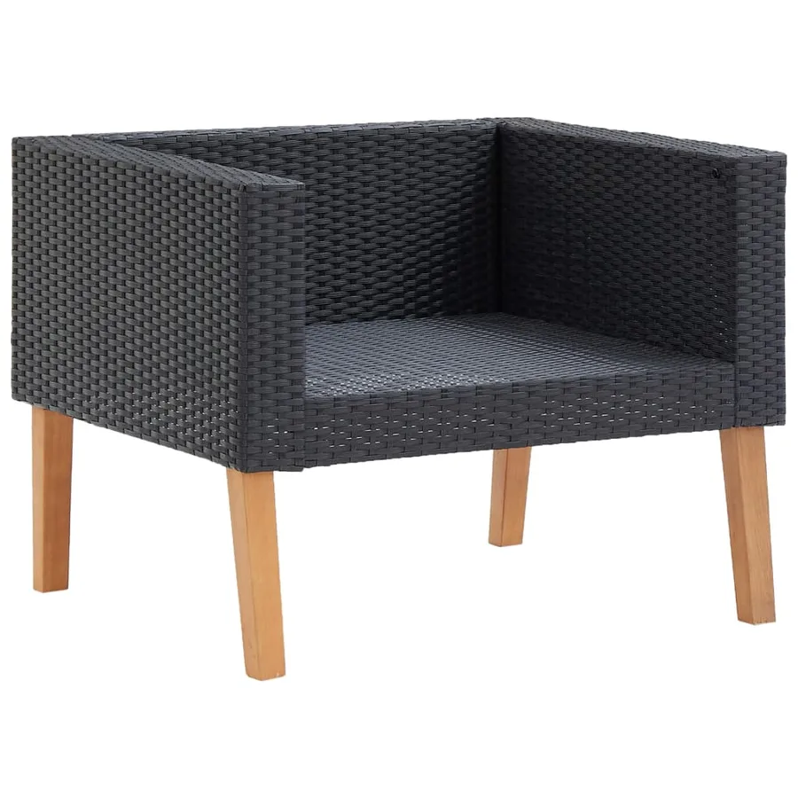 Salon de jardin 5 pcs avec coussins résine tressée noir - 5