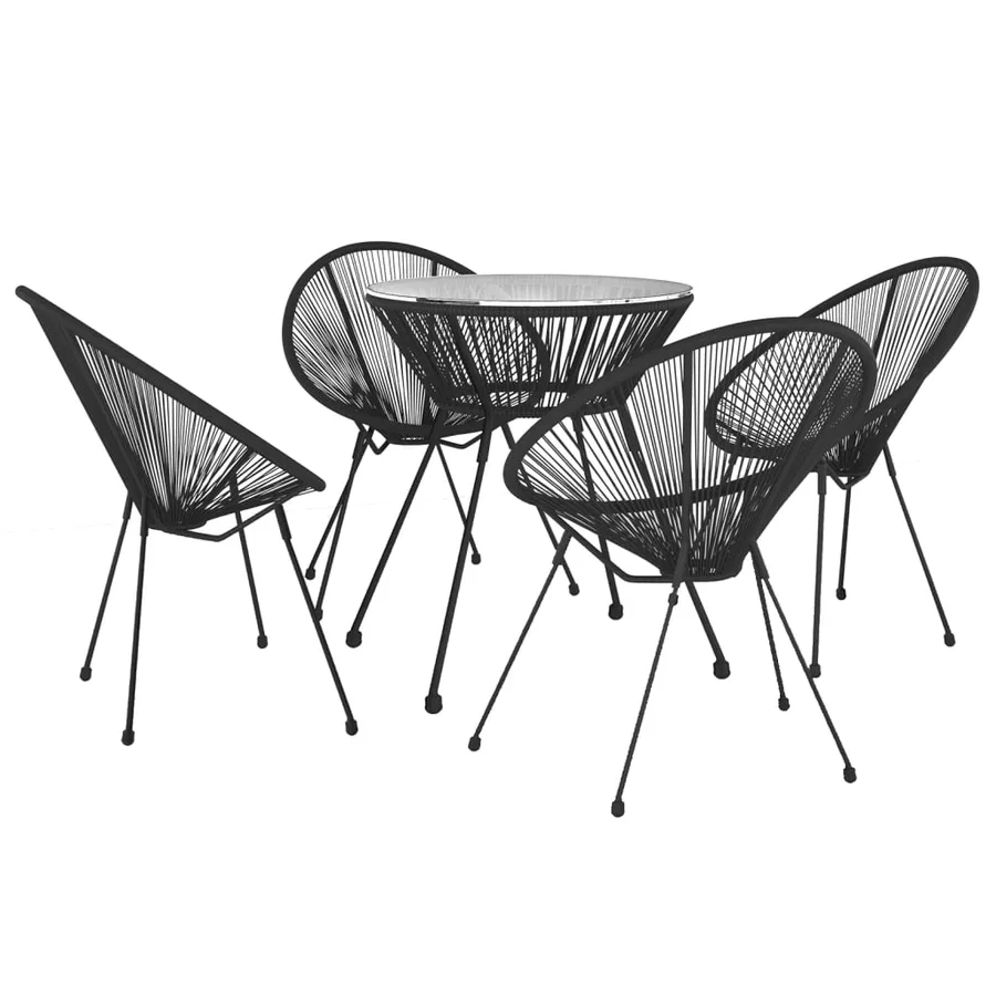 Ensemble à dîner d'extérieur 5 pcs Rotin PVC Noir - 3