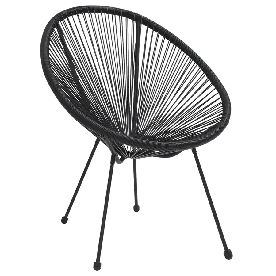 Ensemble à dîner d'extérieur 5 pcs Rotin PVC Noir - 6