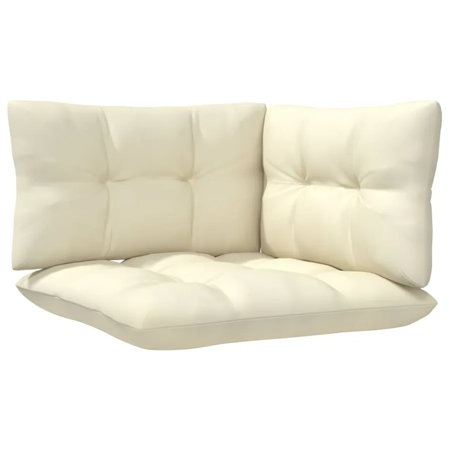 Salon de jardin 9 pcs avec coussins crème bois de pin - 5