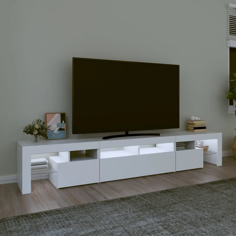 Meuble TV avec lumières LED Blanc 230x36,5x40 cm - 3