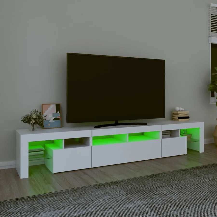 Meuble TV avec lumières LED Blanc 230x36,5x40 cm - 4