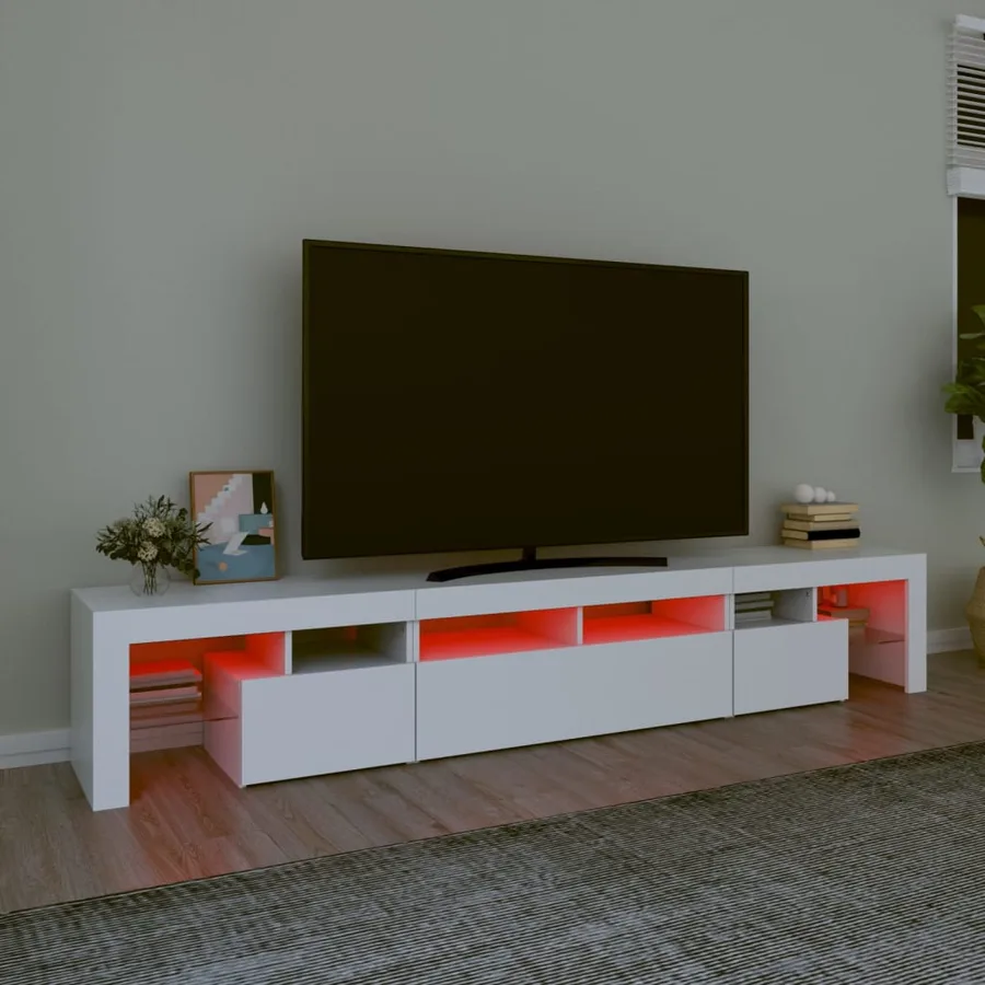 Meuble TV avec lumières LED Blanc 230x36,5x40 cm - 5