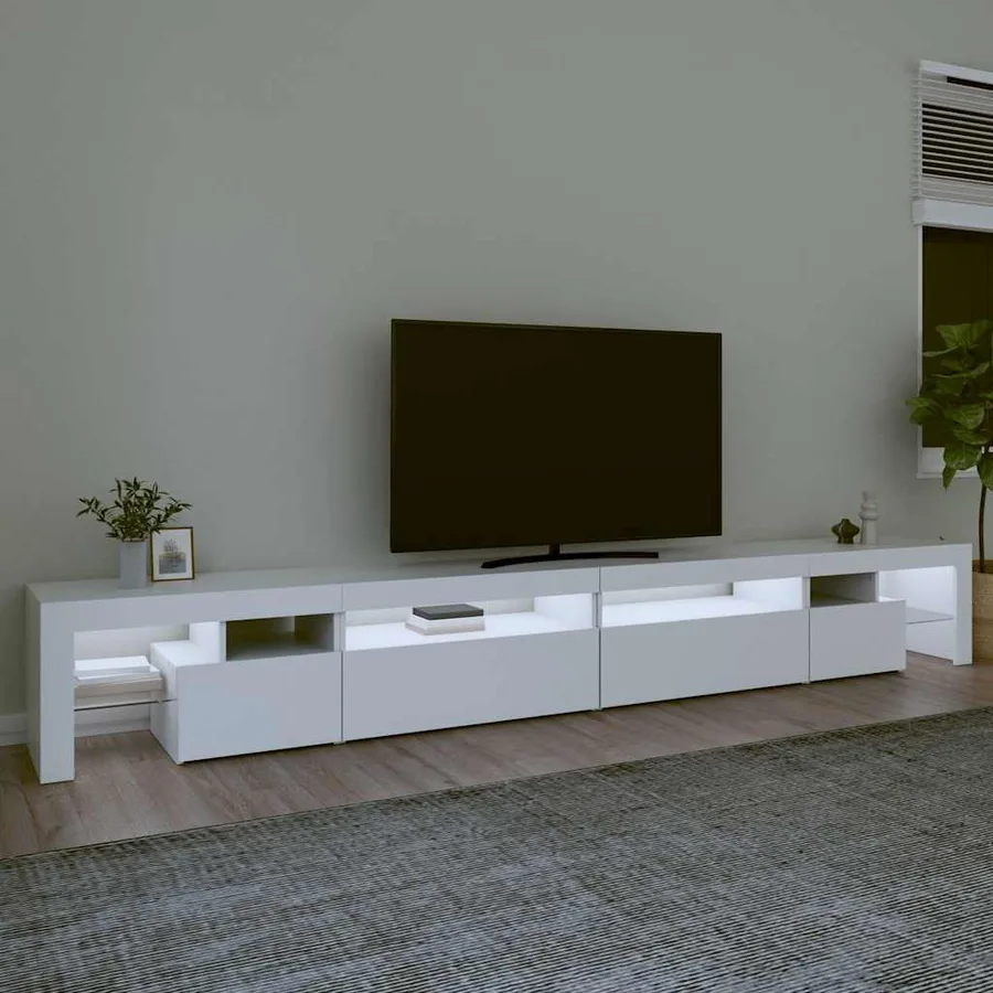 Meuble TV avec lumières LED Blanc 290x36,5x40 cm - 3