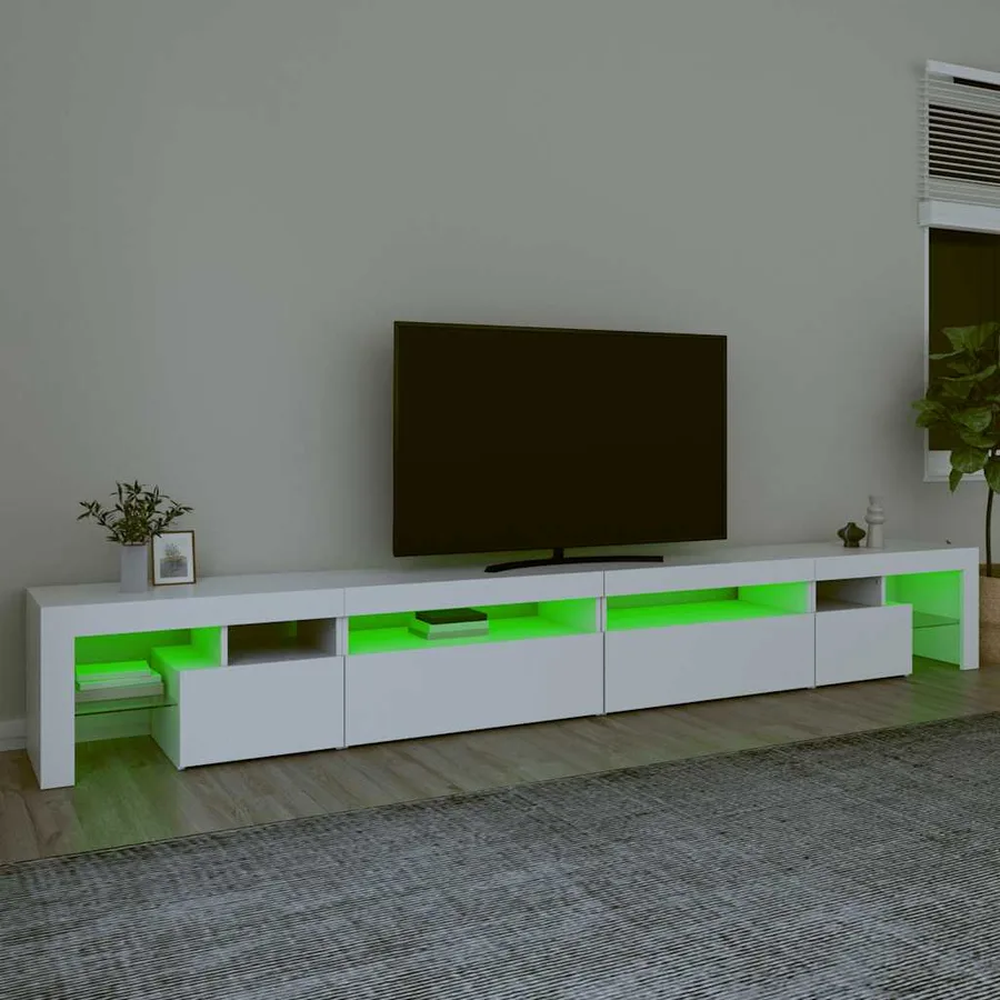 Meuble TV avec lumières LED Blanc 290x36,5x40 cm - 4