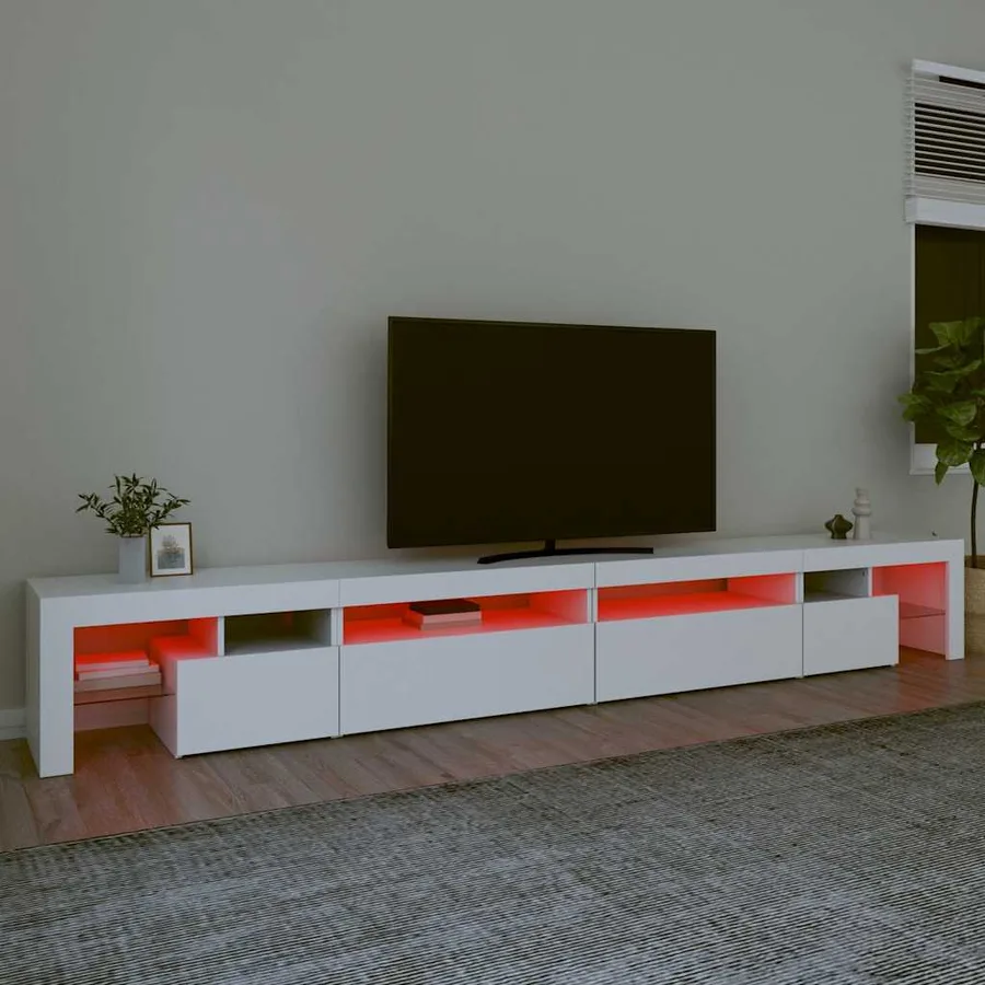 Meuble TV avec lumières LED Blanc 290x36,5x40 cm - 5