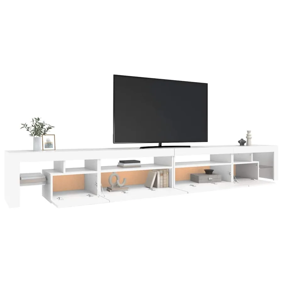 Meuble TV avec lumières LED Blanc 290x36,5x40 cm - 6