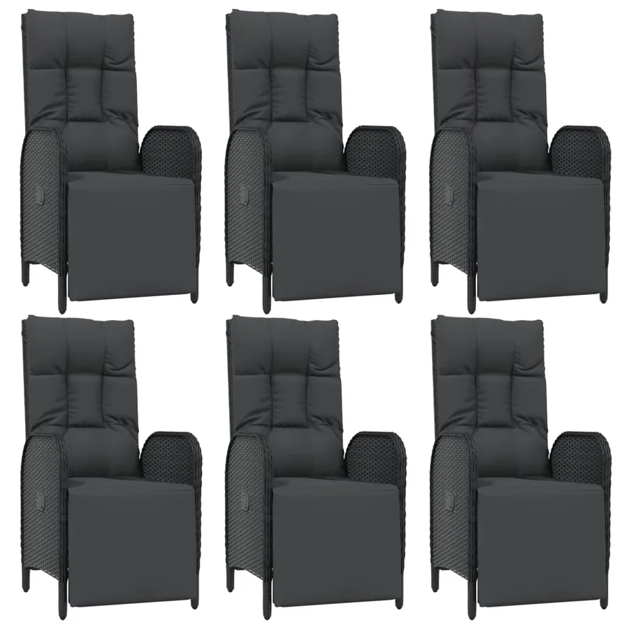 Ensemble à manger de jardin coussins 7pcs Noir Résine tressée - 4