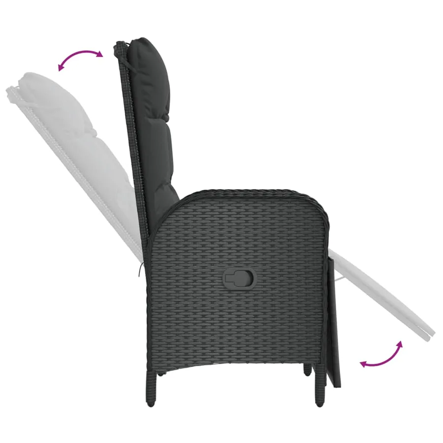 Ensemble à manger de jardin coussins 7pcs Noir Résine tressée - 6