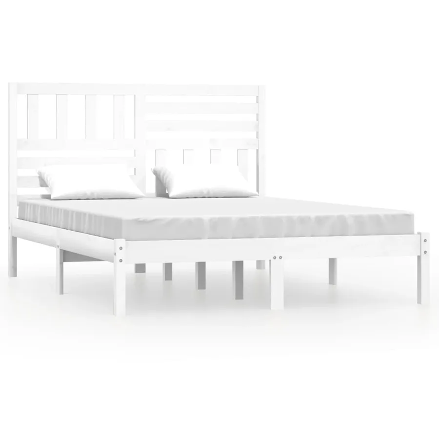 Cadre de lit sans matelas blanc bois de pin massif 160x200 cm - 2
