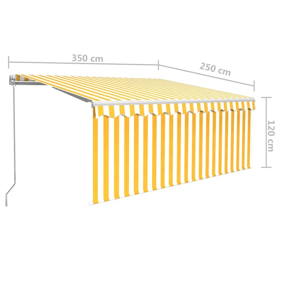 Auvent rétractable manuel avec store 3,5x2,5 m Jaune et blanc - 7