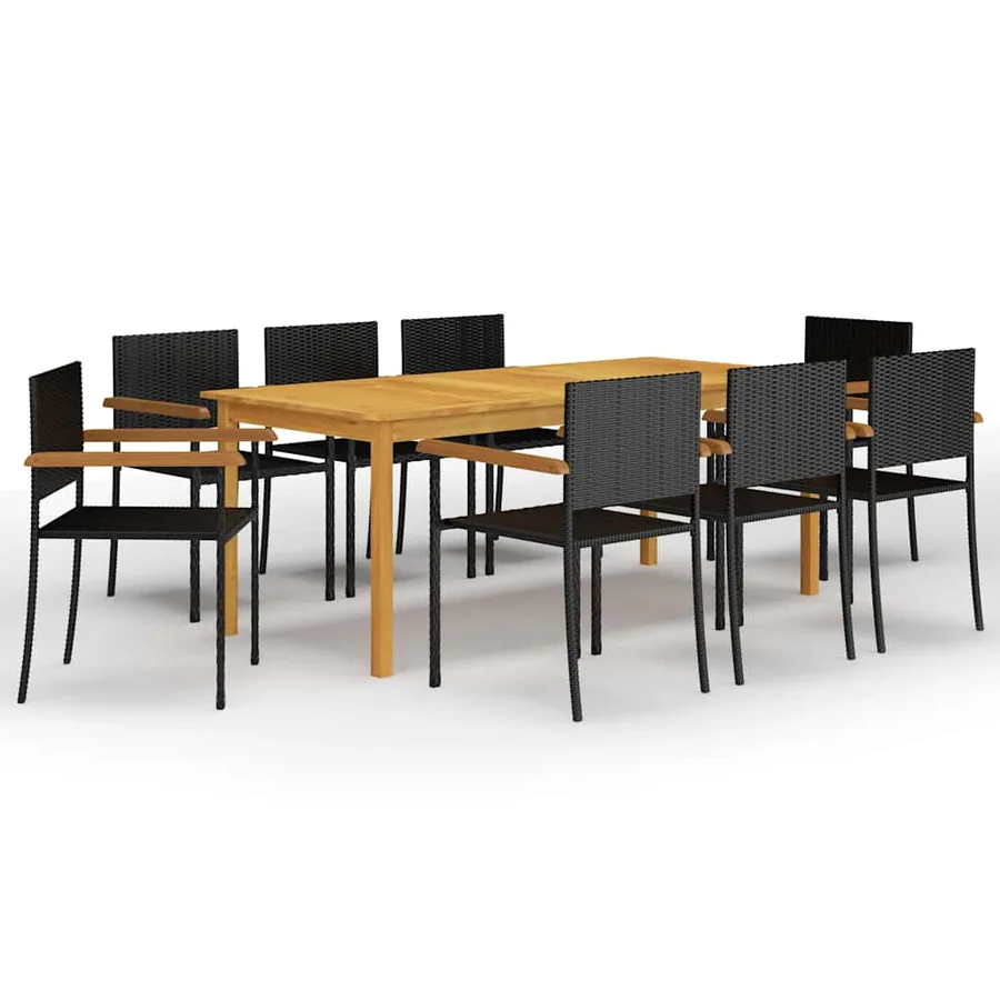 Ensemble à manger de jardin 9 pcs Noir
