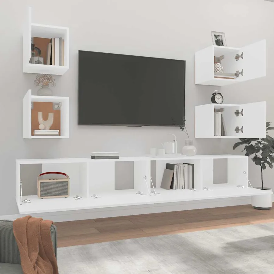 Ensemble de meubles TV 6 pcs Blanc Bois d'ingénierie - 3