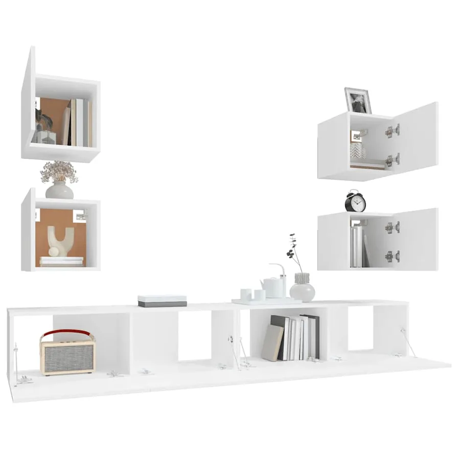 Ensemble de meubles TV 6 pcs Blanc Bois d'ingénierie - 8