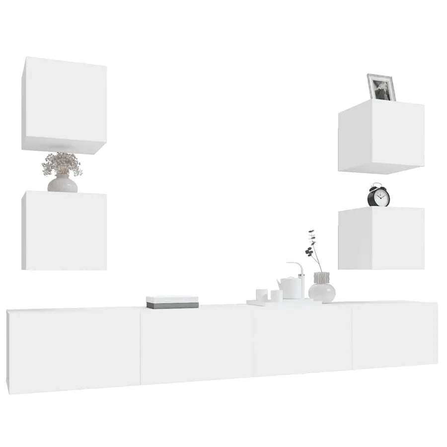 Ensemble de meubles TV 6 pcs Blanc Bois d'ingénierie - 9