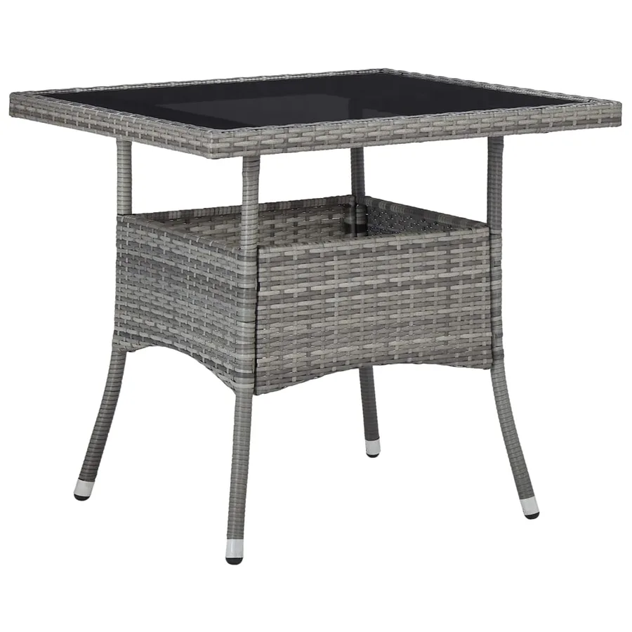 Ensemble à manger de jardin 3 pcs Gris Résine tressée et verre - 2