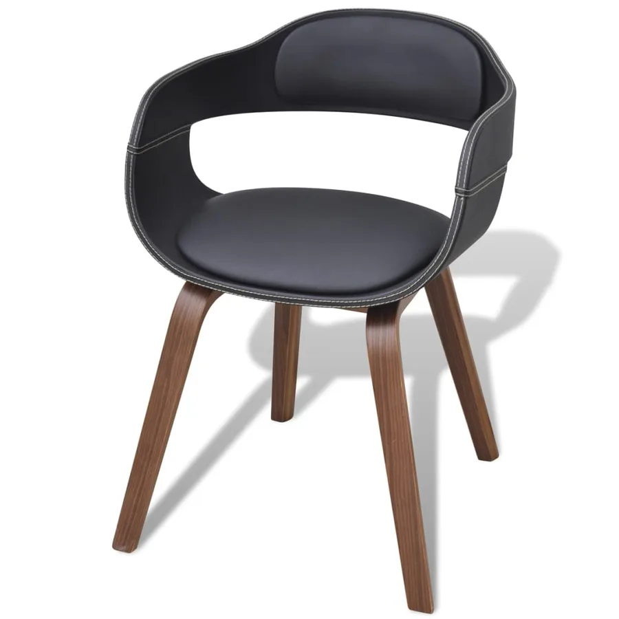 Chaises à manger lot de 6 noir bois courbé et similicuir - 2