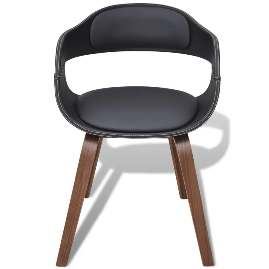 Chaises à manger lot de 6 noir bois courbé et similicuir - 3
