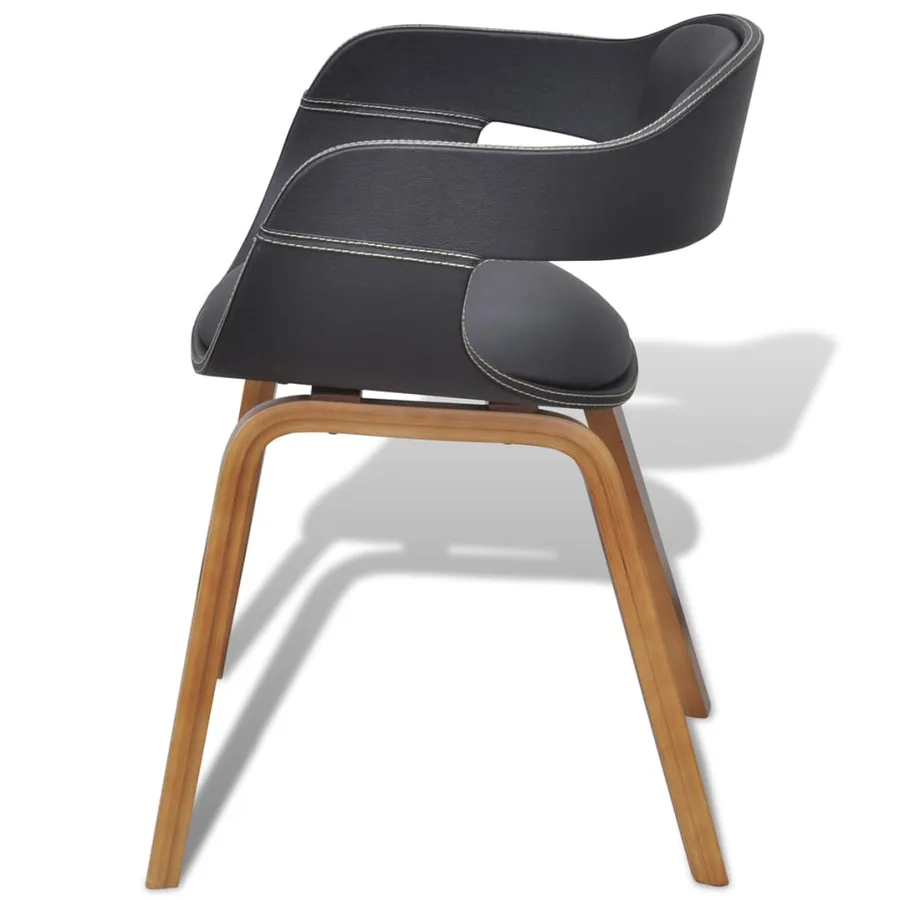 Chaises à manger lot de 6 noir bois courbé et similicuir - 4