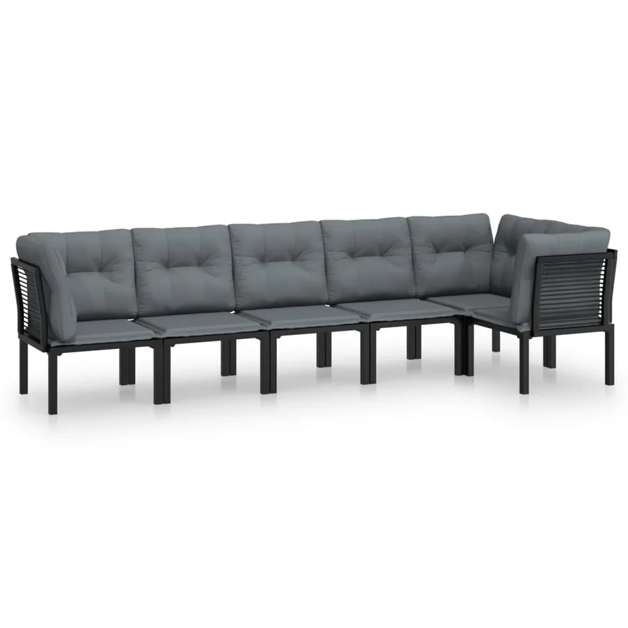 Salon de jardin 6 pcs noir et gris résine tressée - 2
