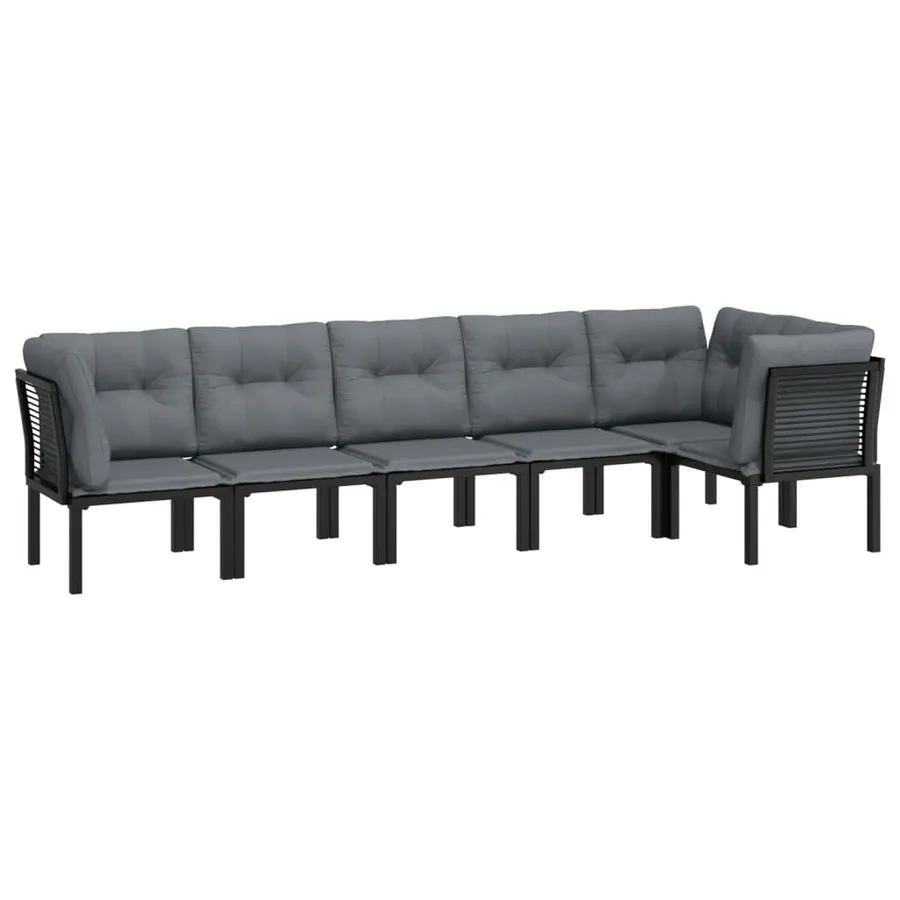 Salon de jardin 6 pcs noir et gris résine tressée - 3