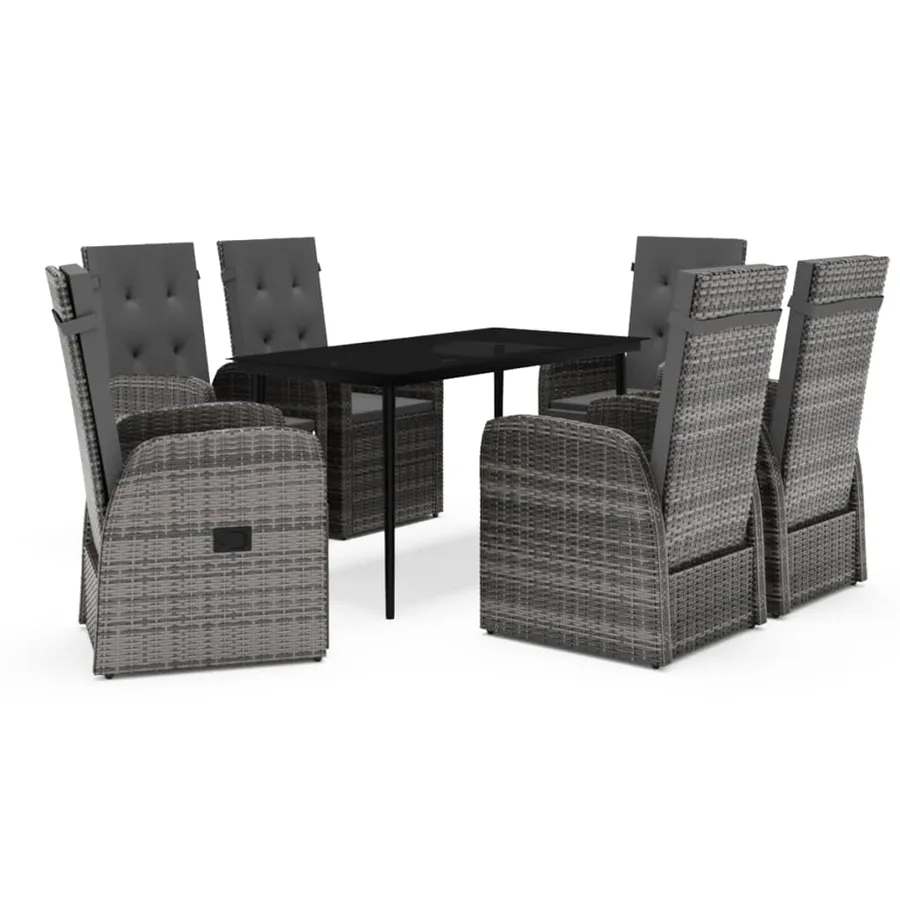 Ensemble à manger de jardin avec coussins 7 pcs Gris - 2