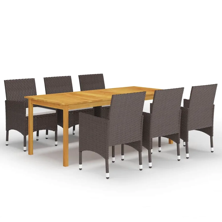 Ensemble à manger de jardin 7 pcs Marron