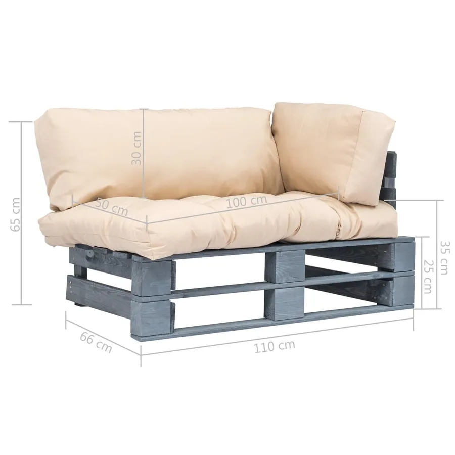 Canapé de jardin palette avec coussins sable Pinède - 7
