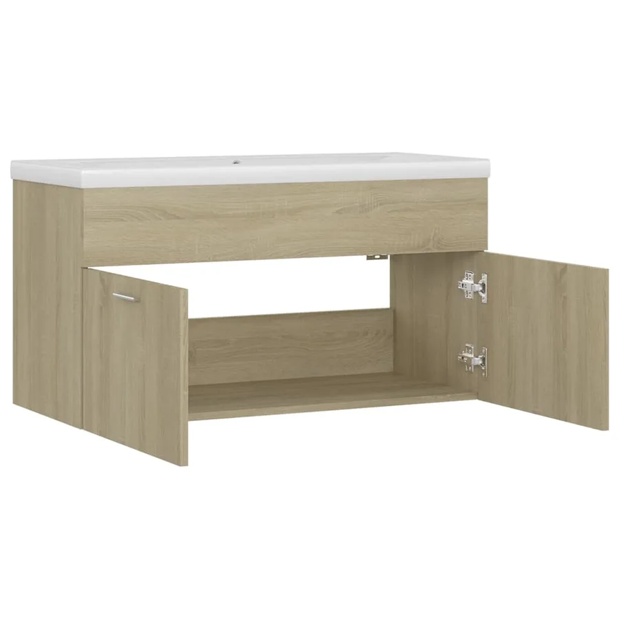 Armoire d'évier et lavabo intégré Chêne sonoma Bois ingénierie - 5