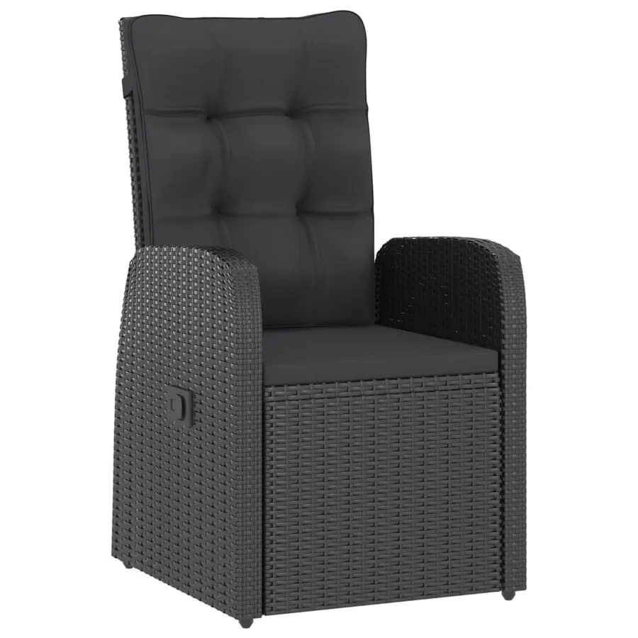 Salon de jardin 7 pcs avec coussins résine tressée noir - 4