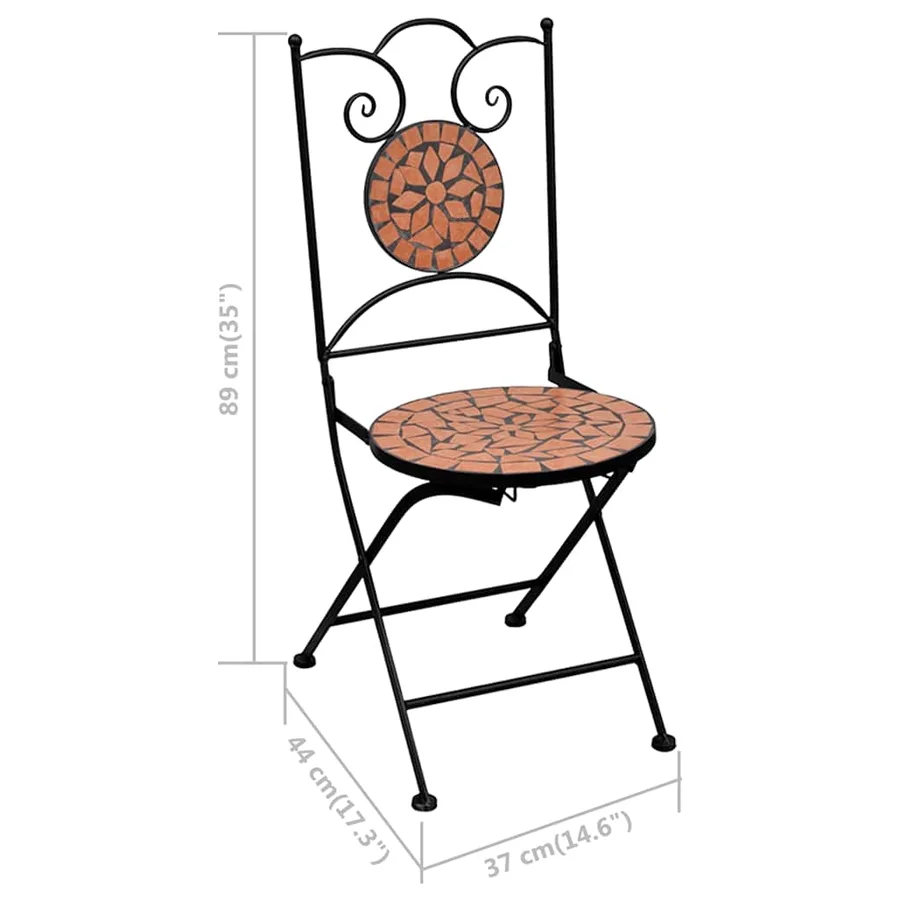 Ensemble de bistro 3 pcs mosaïque Carreau céramique Terre cuite - 12