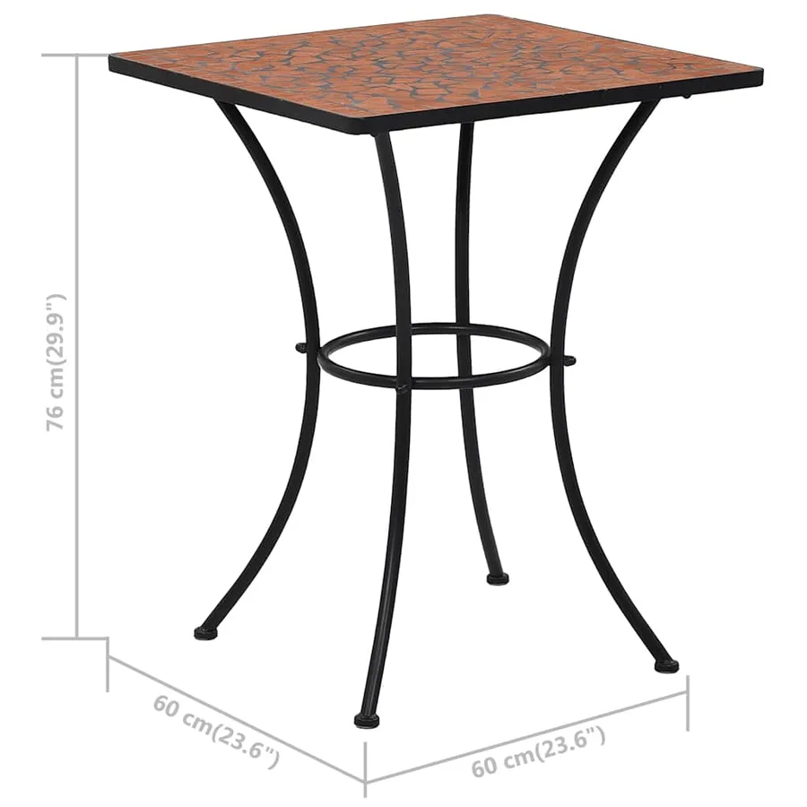Ensemble de bistro 3 pcs mosaïque Carreau céramique Terre cuite - 13