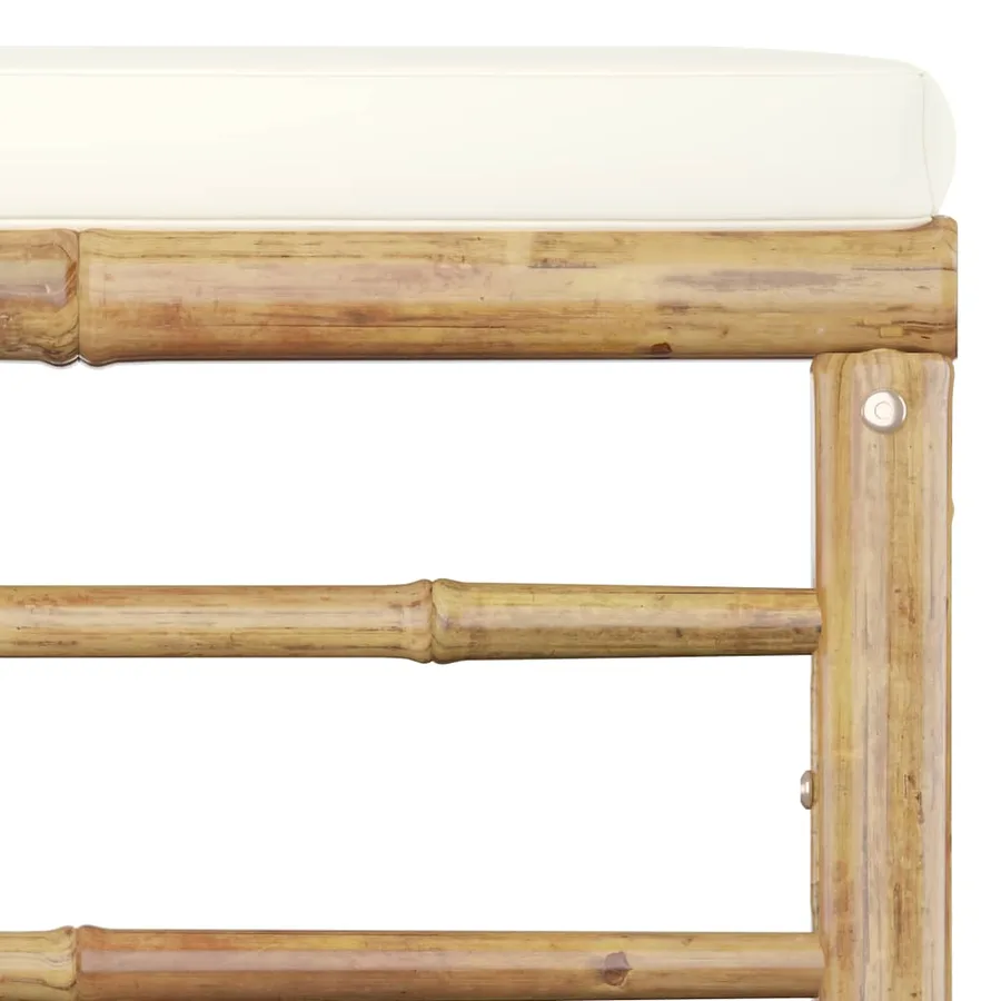 Salon de jardin 6 pcs avec coussins blanc crème bambou - 8