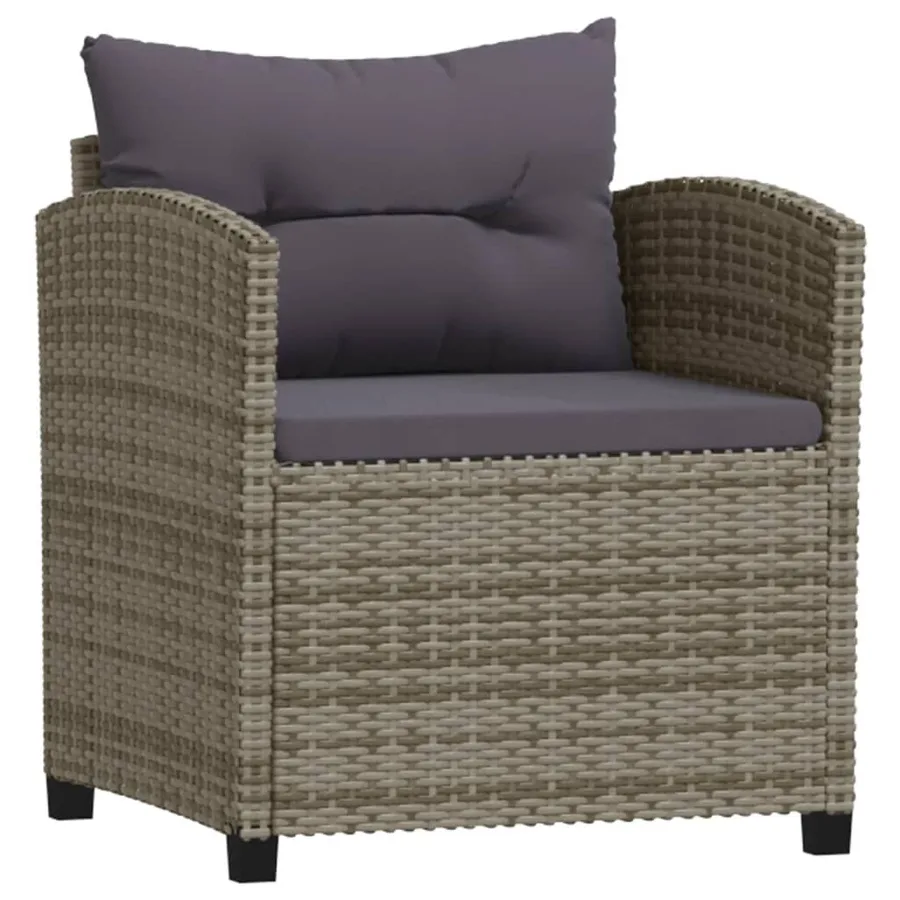 Salon de jardin 3 pcs avec coussins Résine tressée Gris - 3